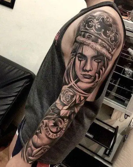 欧美风格的大黑花臂纹身图案欣赏(4/9)