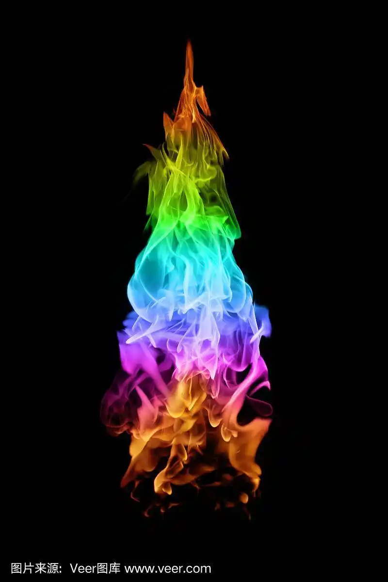 抽象的彩色火焰火焰在黑色的背景