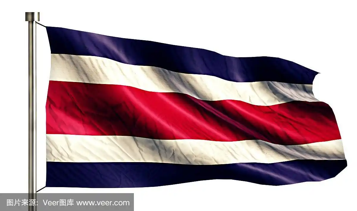 哥斯达黎加国旗孤立的3d白色背景