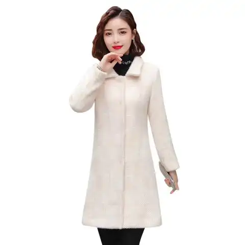 2019秋冬装新款女装韩版中长款呢子风衣金貂绒大衣毛呢加厚棉外套