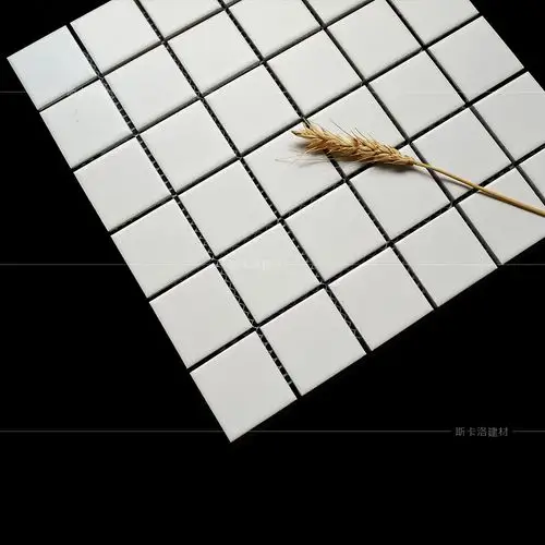简约白色九宫格马赛克瓷砖 厨房卫生间浴室格子墙砖 哑光防滑地砖