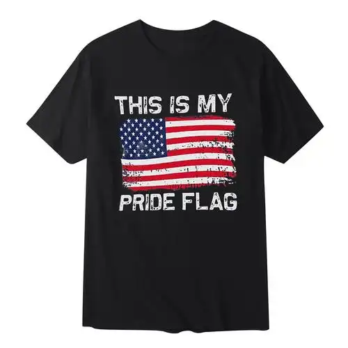 现货美版纯棉重工多色2024美国独立日2d印花时尚休闲男女圆领t恤