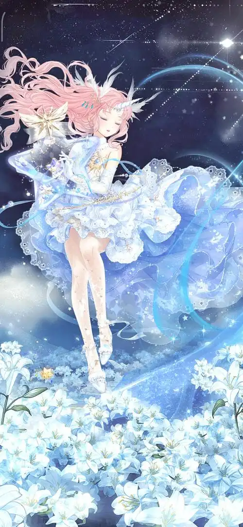 奇迹暖暖搭配梦幻蓝色长发