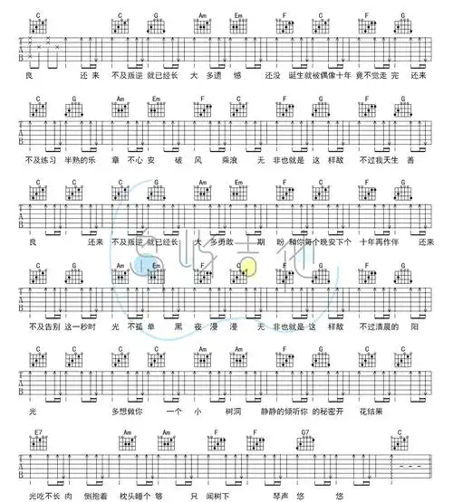 树洞吉他谱2-欧阳娜娜-c调指法