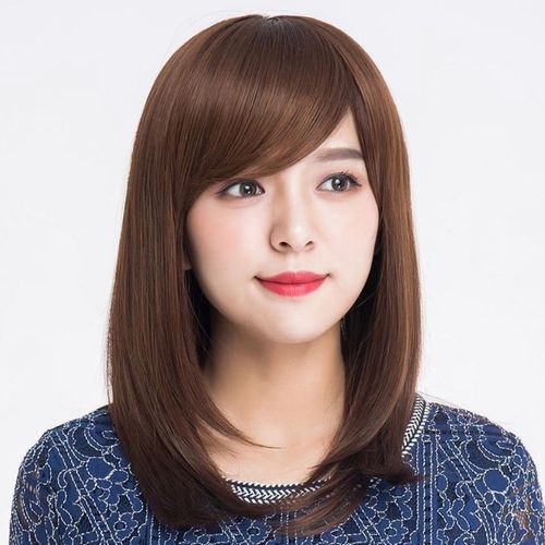 2020假发女逼真斜刘海整顶假发女士发套中长直发微卷短发假发套