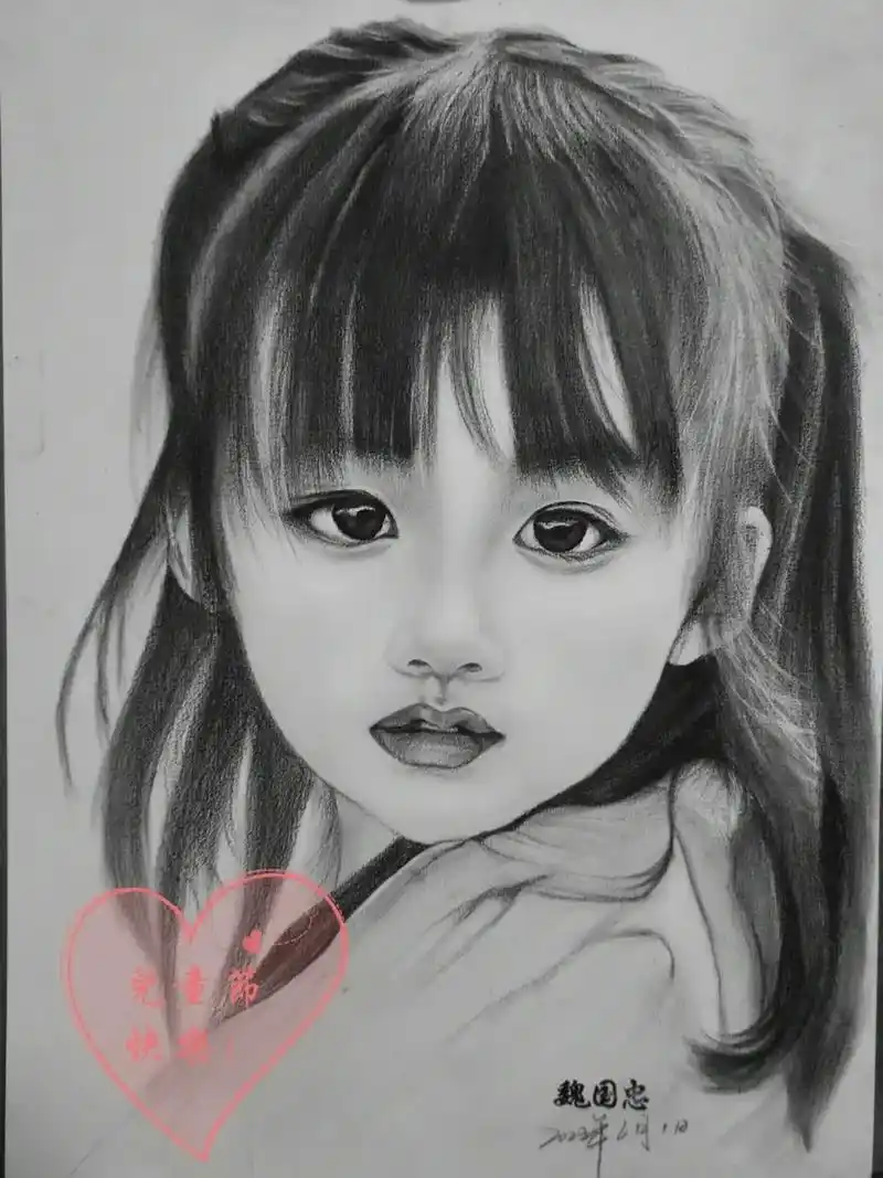 小朋友们儿童节快乐!#自学画画 #素描人物 #业余爱好 - 抖音