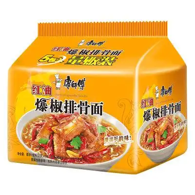 康师傅 经典袋爆椒排骨面 102g*5/袋 方便面泡面_不打折现价12.80元