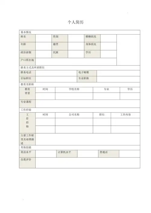 社会求职简历模板