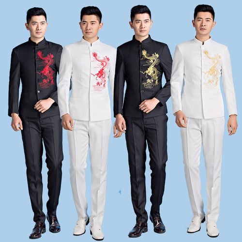 中山装男大合唱演出服男装青年修身主持人服装男司仪歌手舞台表演