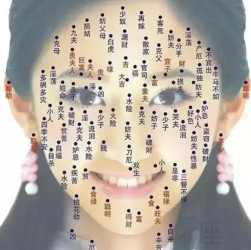 女人面部痣相图解大全 - 星座网