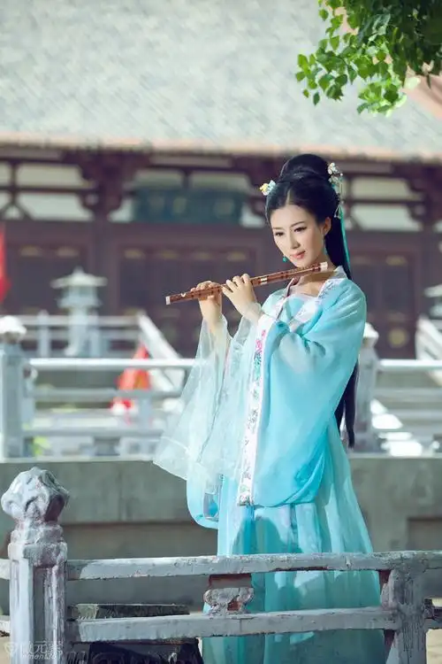 汉服摄影演出竹笛拍照儿童古装陈情影楼舞蹈笛子表演萧道具女古风