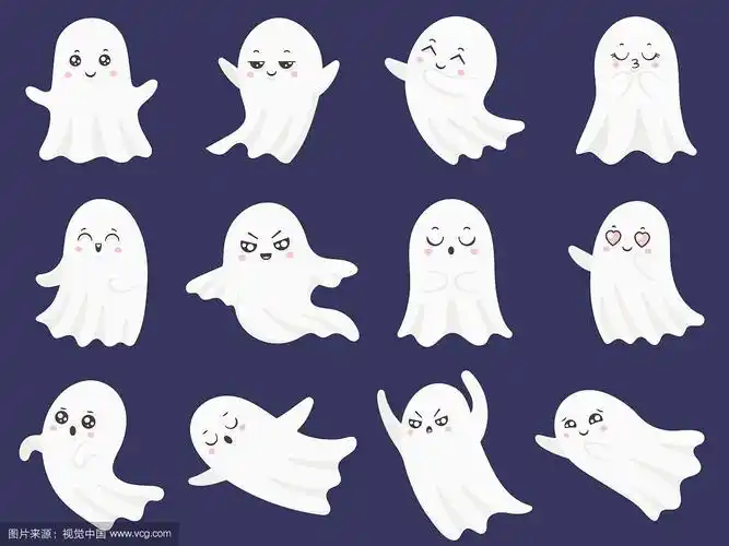 可爱的万圣节鬼魂吓坏了滑稽的鬼魂