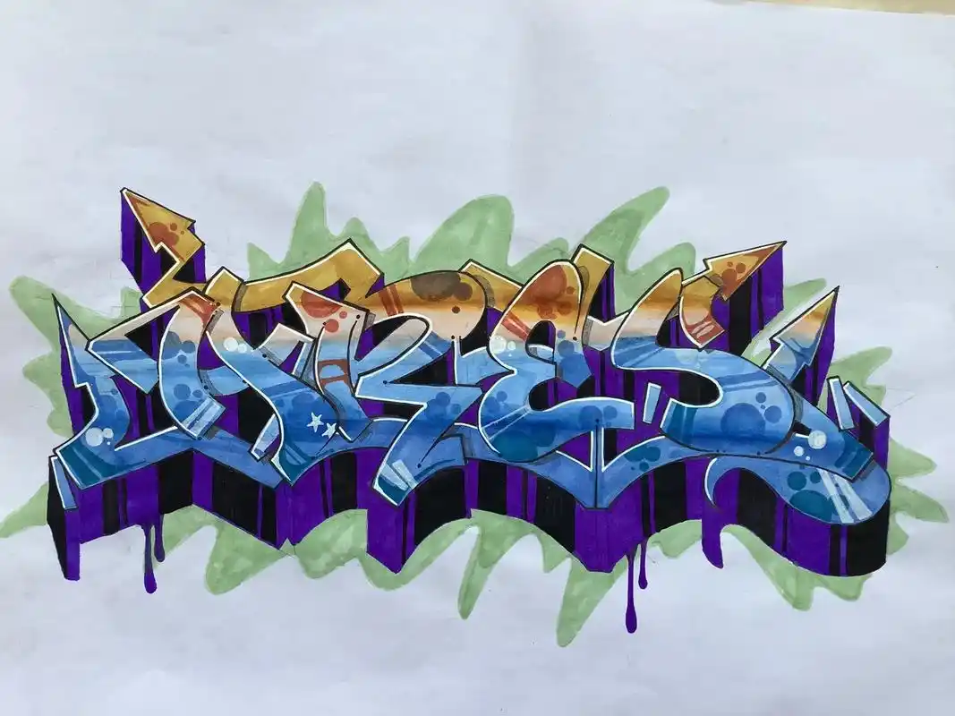 old school涂鸦字体过程.ares#涂鸦#kenro - 抖音