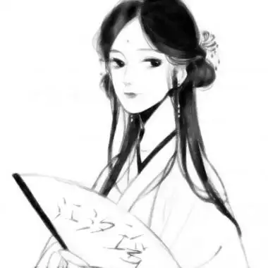 古风黑白手绘女生头像