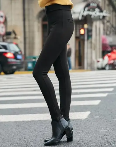 黑色紧身修身小脚裤时尚高街休闲裤 女