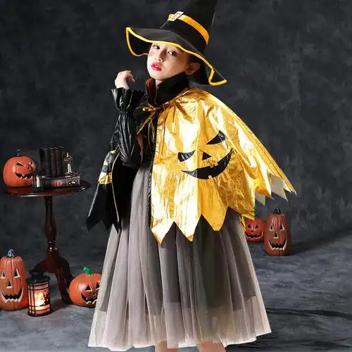 万圣节儿童服装女巫公主女童cos巫婆南瓜幼儿园化妆儿童演出服