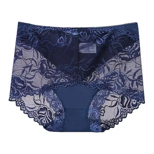 suntek蕾丝内裤女中腰性感超薄网纱透气冰丝女士三角裤头