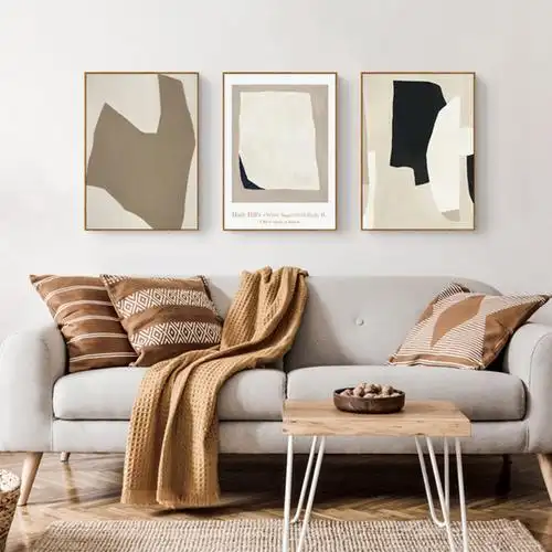 北欧风格装饰画客厅背景墙挂画原木风抽象艺术个性现代装饰画