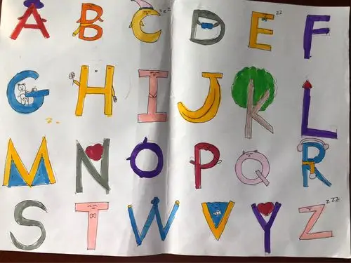 第一类作品:英文字母想象画.