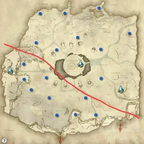 特别说明:地图分为上下两部分,上面b怪是阿苏黄,下面b怪是俱利摩.