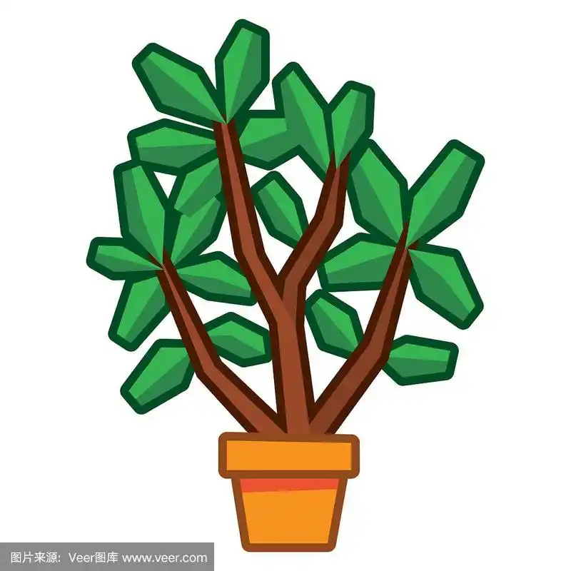 卡通盆景孤立在白色的背景