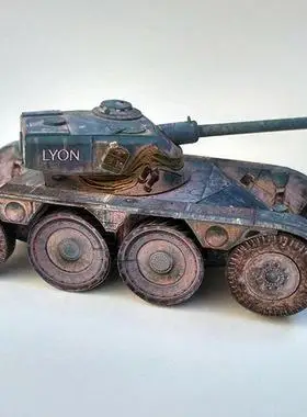 法国潘哈德轮式装甲侦察车简易版纸模型1:35坦克世界拼装手工diy军武