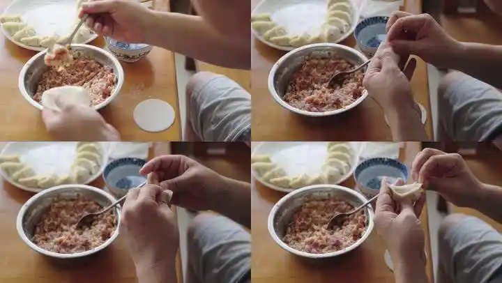 一个人正在包饺子,中国传统食物