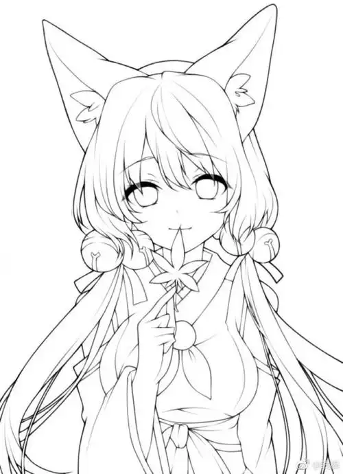 选自微博sai素材 人物线稿