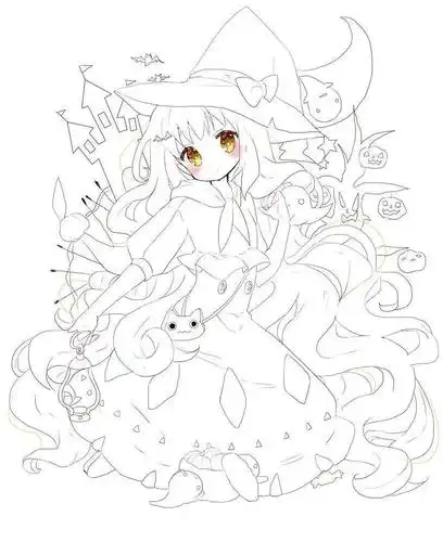 绘画素材分享线稿分享第2期新手练习动漫萝莉风少女线稿84p