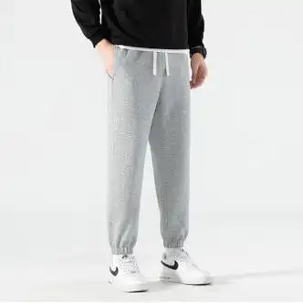 征适361加绒加厚超绒纯棉休闲裤男士年春秋冬季运动裤春秋款灰色m