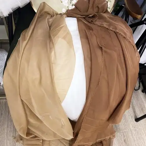 轻薄飘逸薄纱吊顶手工diy咖啡色杏色卡其色半透明雾面面料纱巾