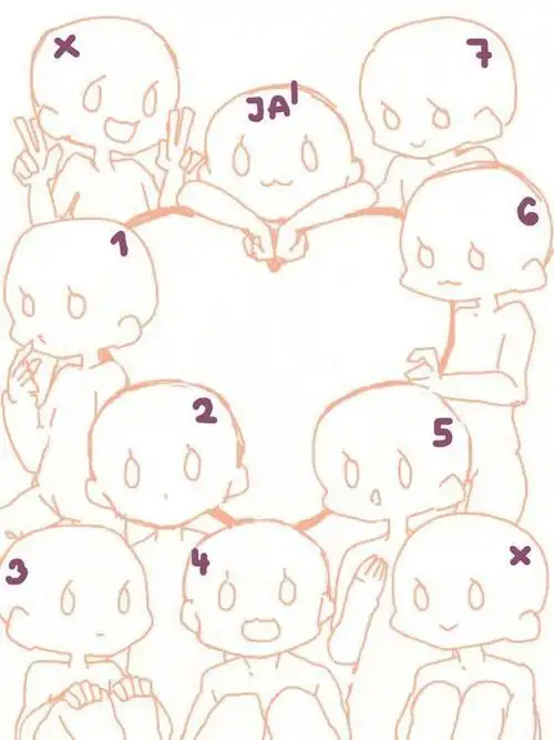 绘画参考#多人q版模板