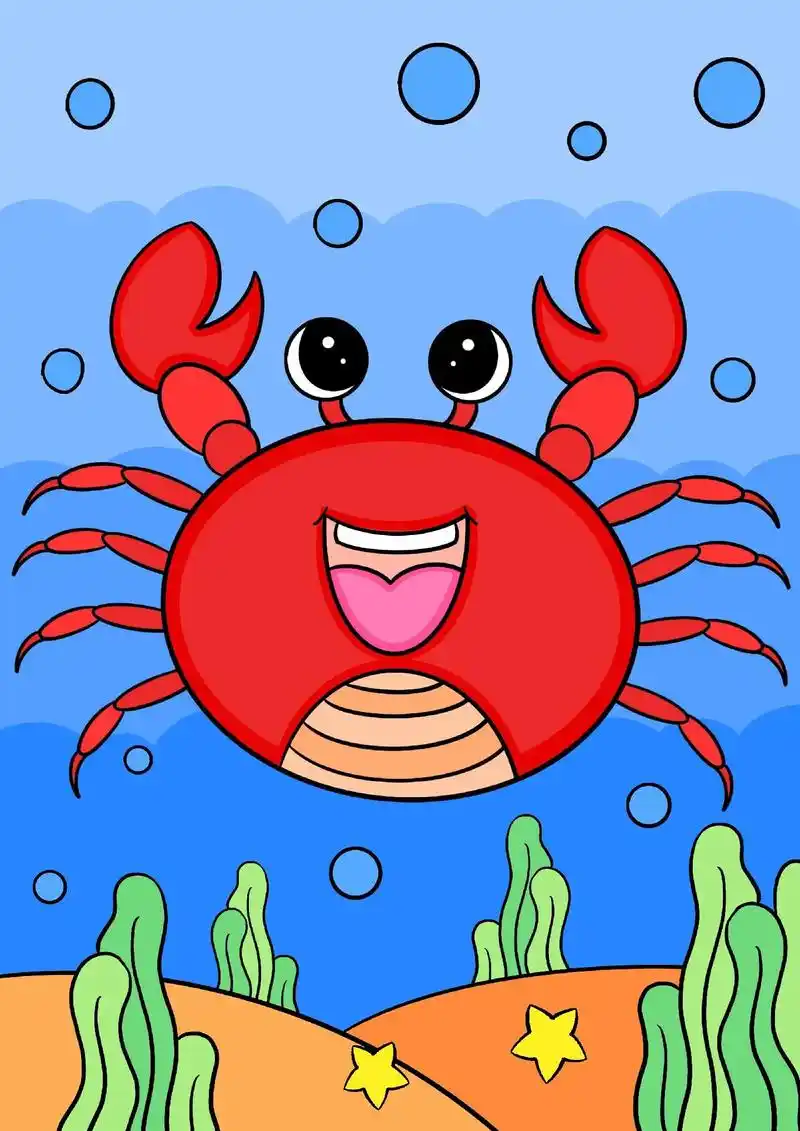 你会画螃蟹吗,打卡学起来吧#画画 #儿童画 #简 - 抖音