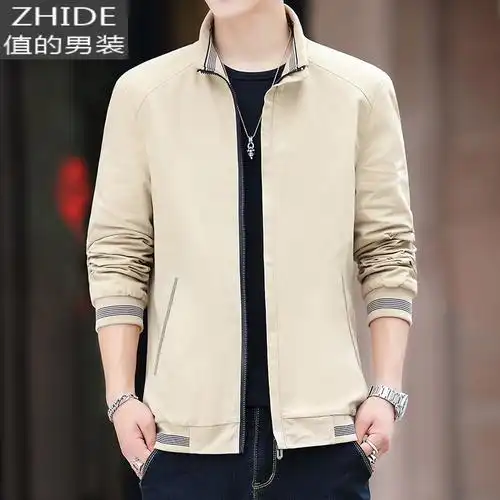 suntek春秋潮牌男士加绒外套修身韩版潮流立领夹克男休闲百搭秋装男