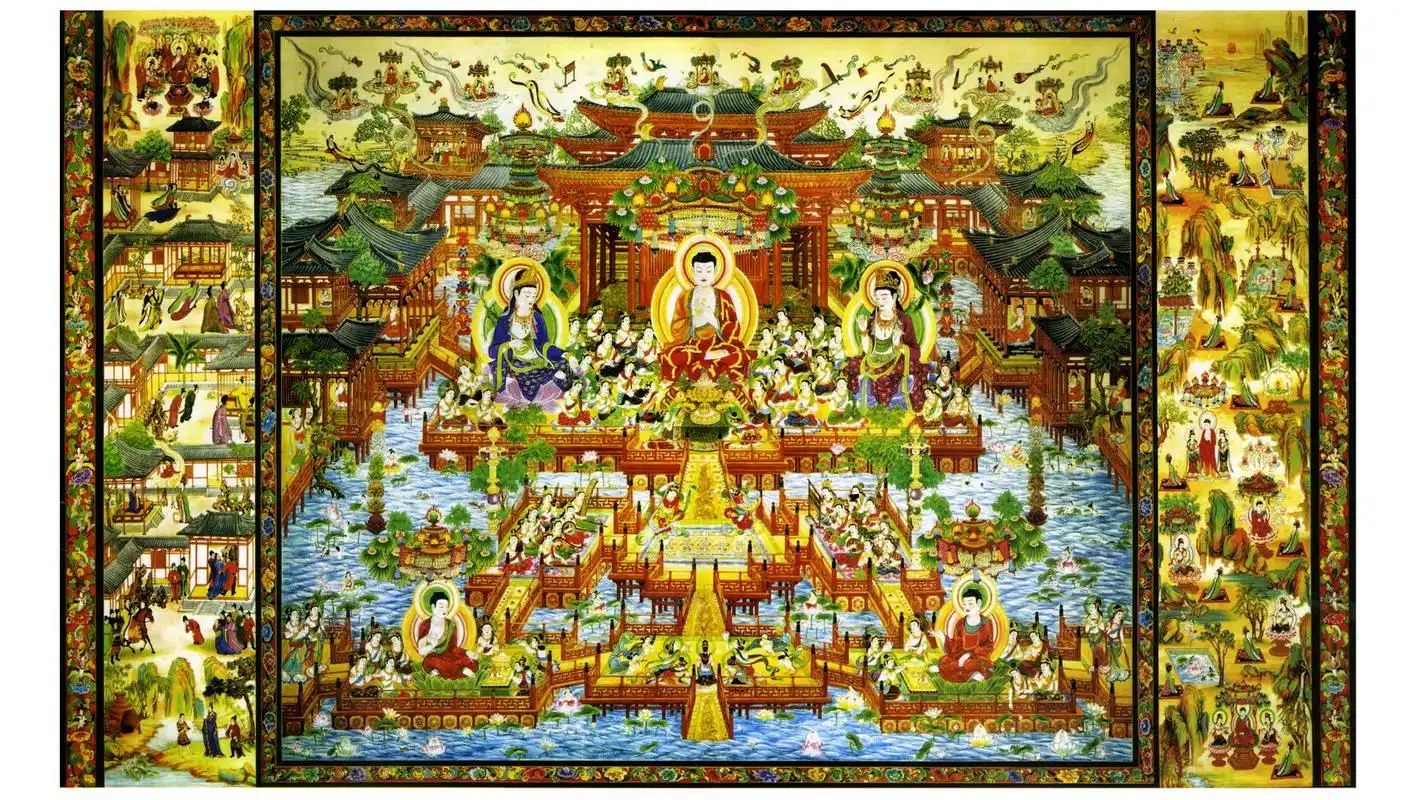 0301_高清高清佛像画作品jpg格式_西方极乐世界真迹扫描大图超高清