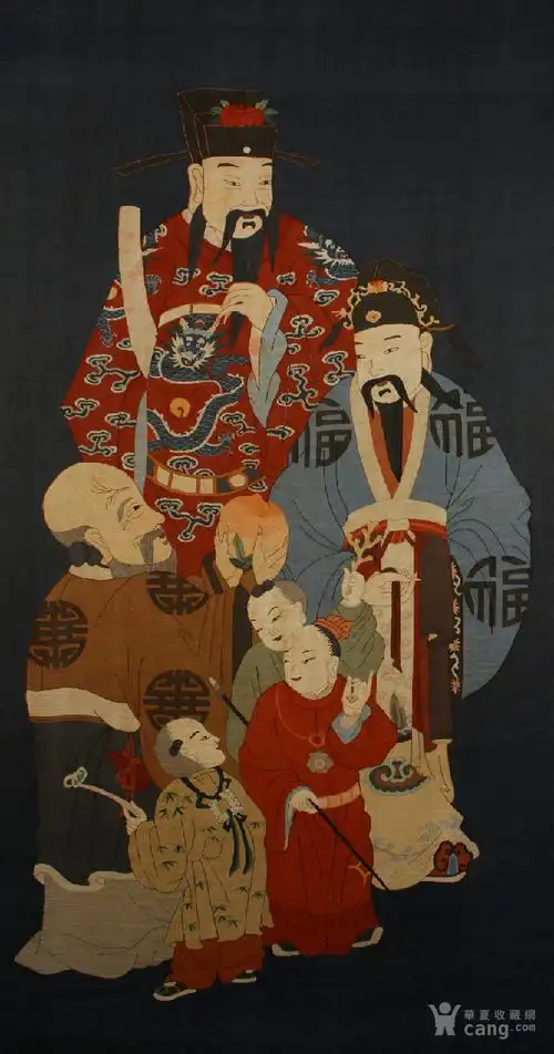 中国缂丝刺绣 福禄寿