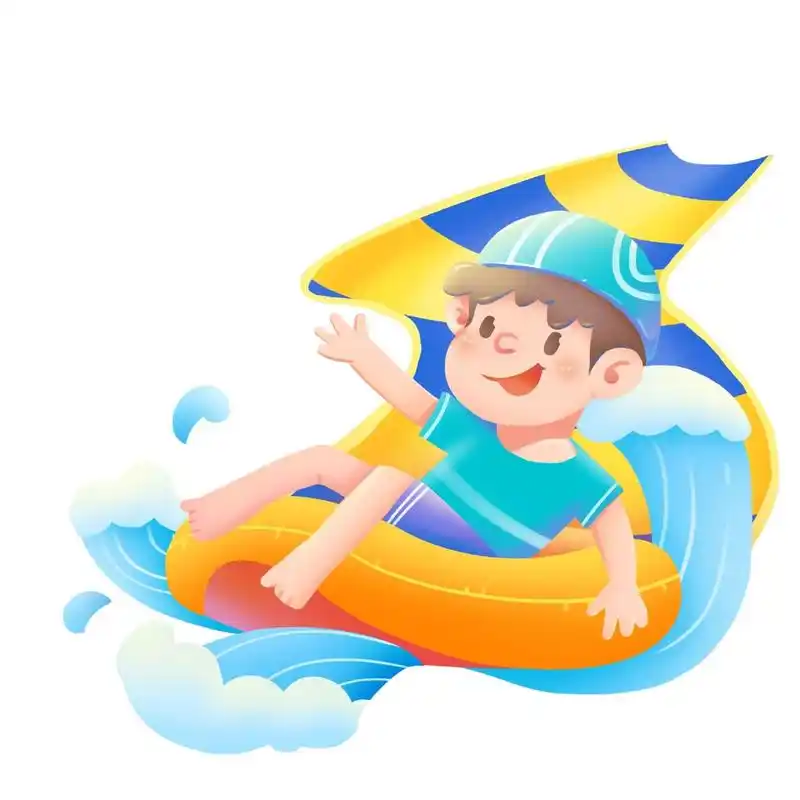 90游泳卡通角色游泳元素小孩学