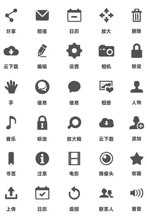 简约灰色手机主题通用矢量图标