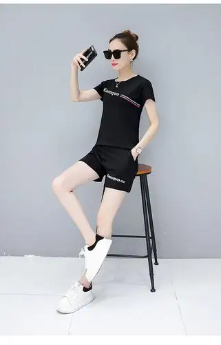 1227实拍大码纯棉女装休闲运动套装夏宽松时尚短袖短裤跑步两件套
