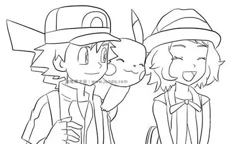 精灵宝可梦全家福简笔画