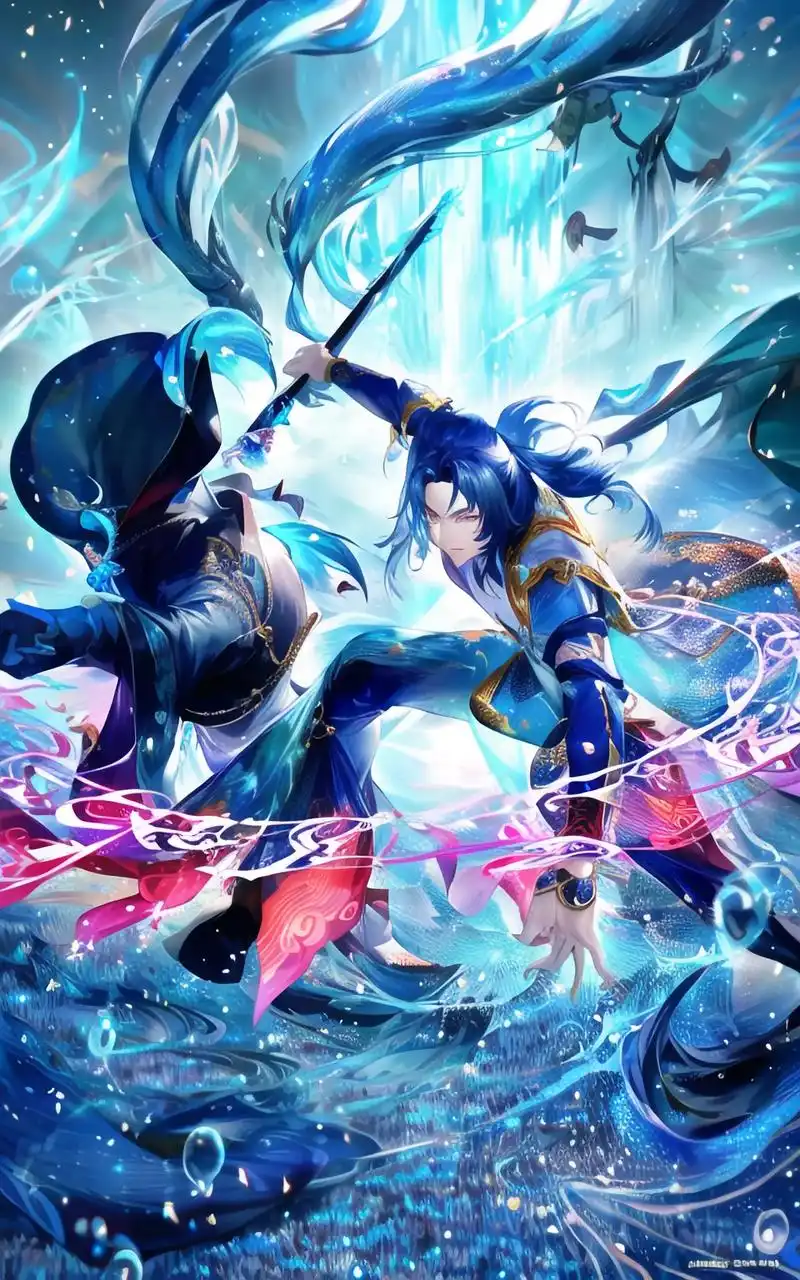 动漫人物斗罗大陆男主唐三,蓝银草,昊天锤,华丽的衣服,cg渲 - 抖音