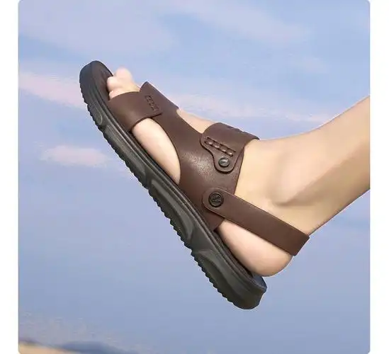 德国骆驼动感凉鞋男士软底软面防臭防滑凉鞋头层牛皮夏季皮凉鞋男个性