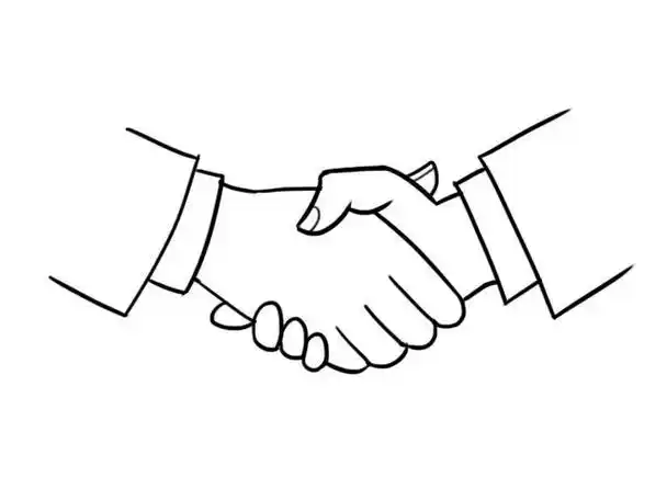 两小人合作握手简笔画