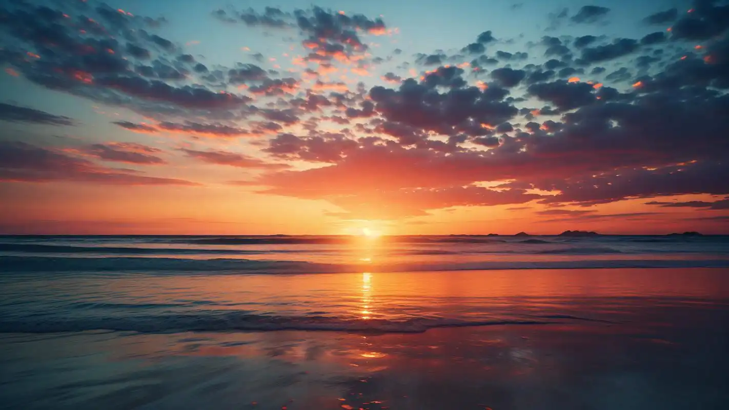 93绝美16:9海边晚霞背景图集锦98 想象一下,站在海边,眼前是绚丽