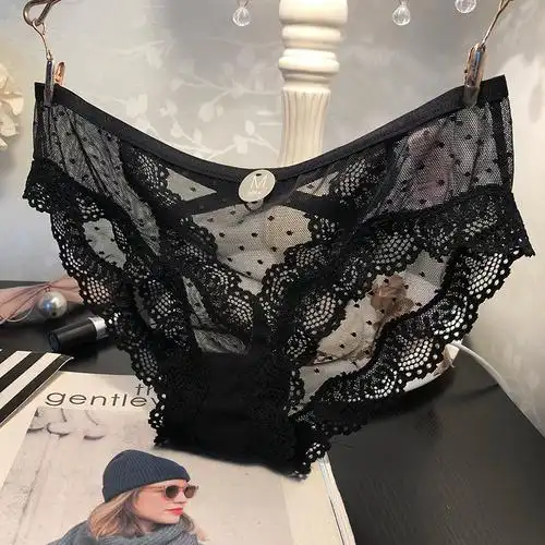 性感蕾丝低腰内裤女士维多利亚网纱镂空透视诱惑后绑带火辣三角裤