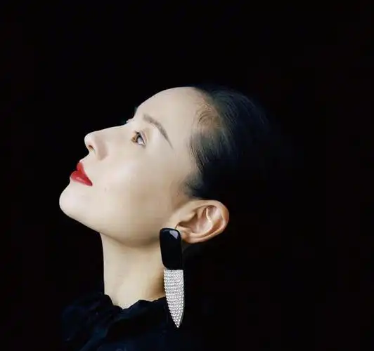 董洁完美侧颜黑发红唇拍大片 内敛沉静岁月静好