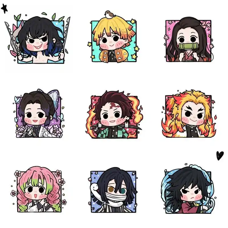 96萌小g爱涂鸦 鬼灭之刃系列- q版头像插画 终于凑齐9张,隔壁发完整