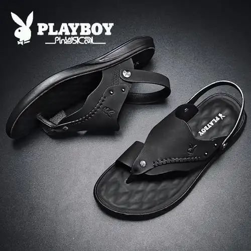 花花公子男士凉鞋2021年夏季新款牛皮休闲沙滩鞋真沙滩鞋