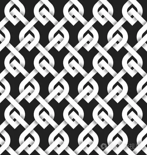 抽象的可重复图案背景的白色扭带.循环交织在一起带的色板.