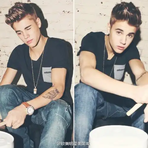 贾斯丁比伯的莫西干式飞机头照片